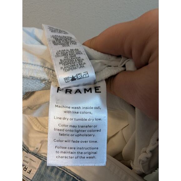 FRAME DENIM White Colorblock‎ Le High Straight Leg Cropped Jeans Women’s Size 29 - Picture 11 of 11